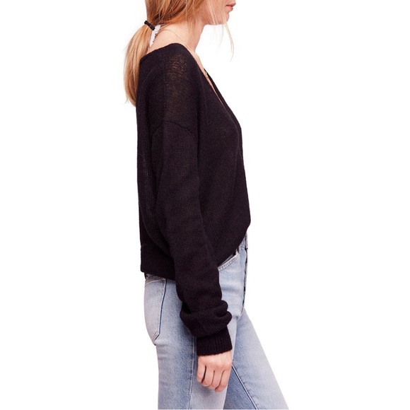 Free People Gossamer V-Neck Sweater in Black, size small - Picture 4 of 10